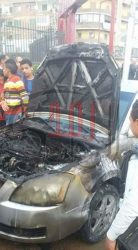 حريق بسياره ملاكى امام شركة الاتصالات بكفر الشيخ