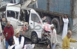 مصرع 8 أشخاص و إصابة 4 إثر حادث انقلاب سيارة أعلى نفق بياض العرب بنى سويف