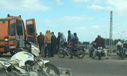 حادث تصادم سيارتين واصابه 7 مواطنين على الطريق الدولى الساحلى بكفر الشيخ